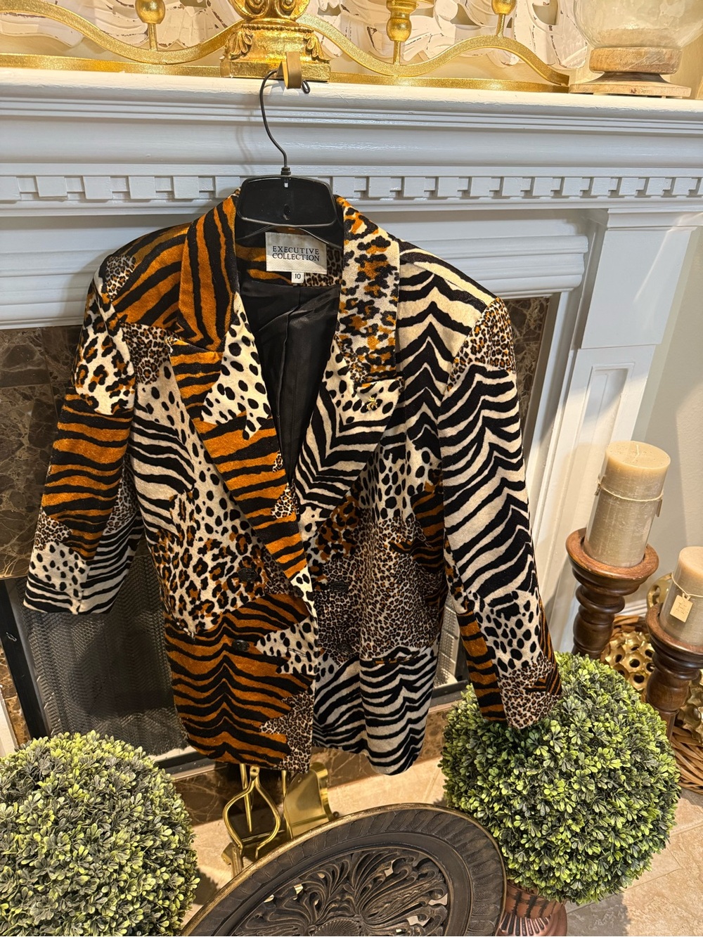 Executive Collection Women's Animal Print Blazer - Multi Brown/Black/Cream